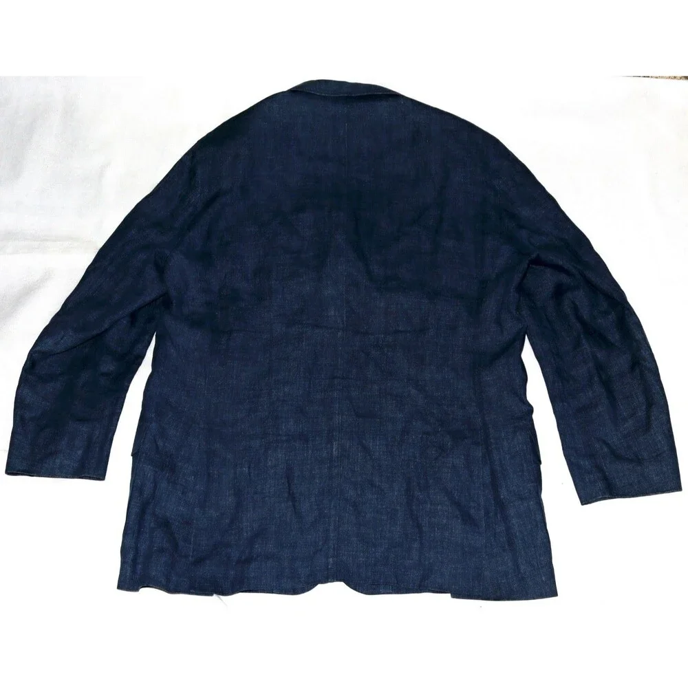 Faconnable‎ Men's 100% Linen Chambray Denim Blazer Sport Coat Jacket Size XL